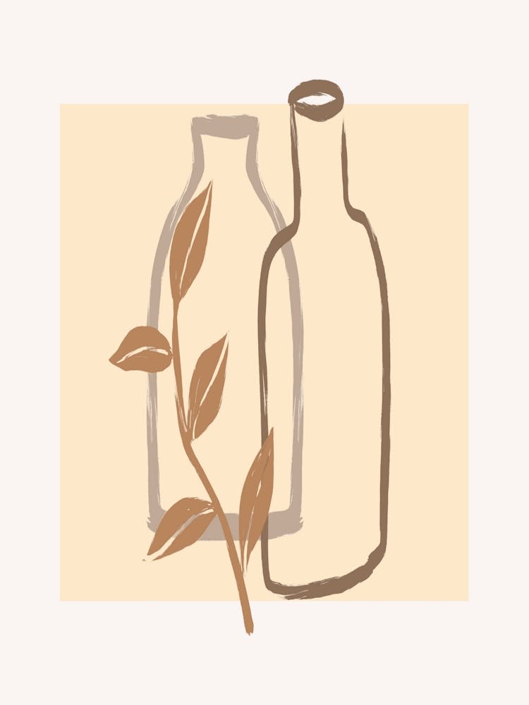 Two Bottles And A Leaf