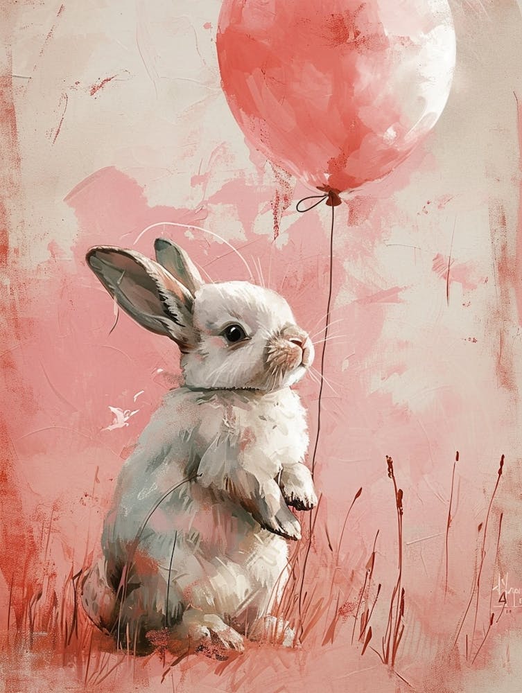 Cute Rabbit 6 With Balloon