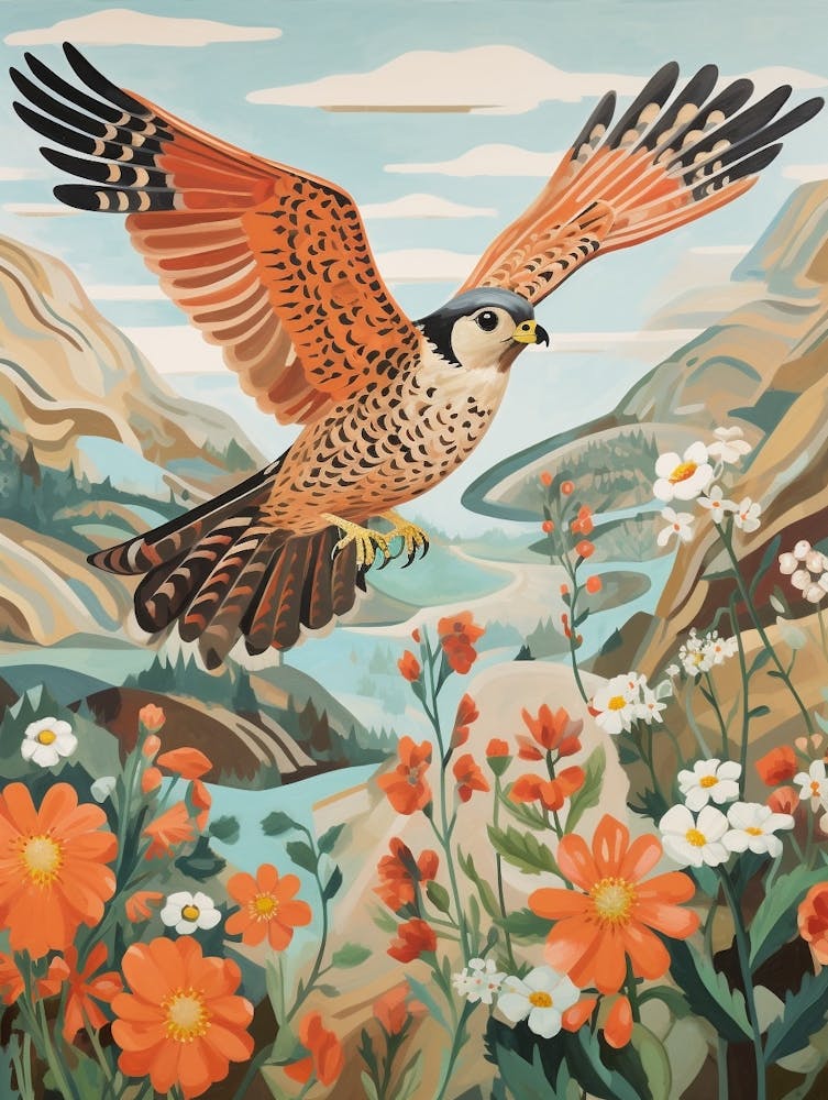 American Kestrel 2 Detailed Bird Painting