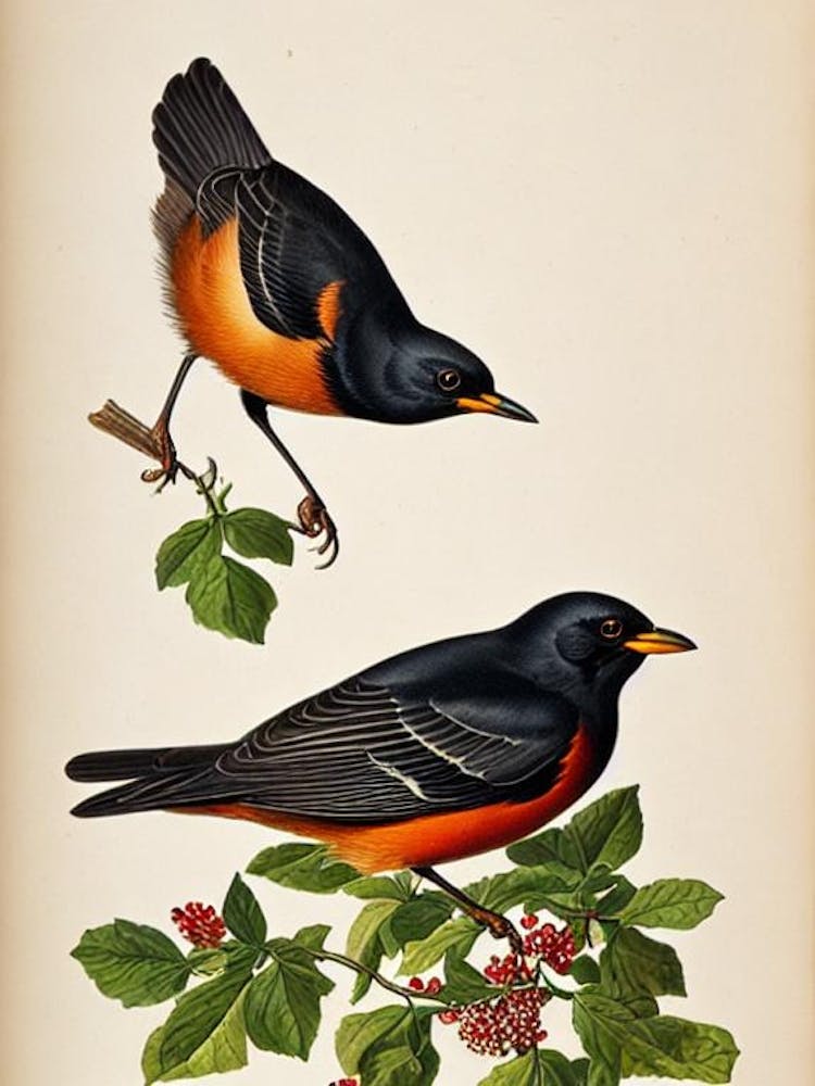 Blackbird James Audubon Vintage Style Bird