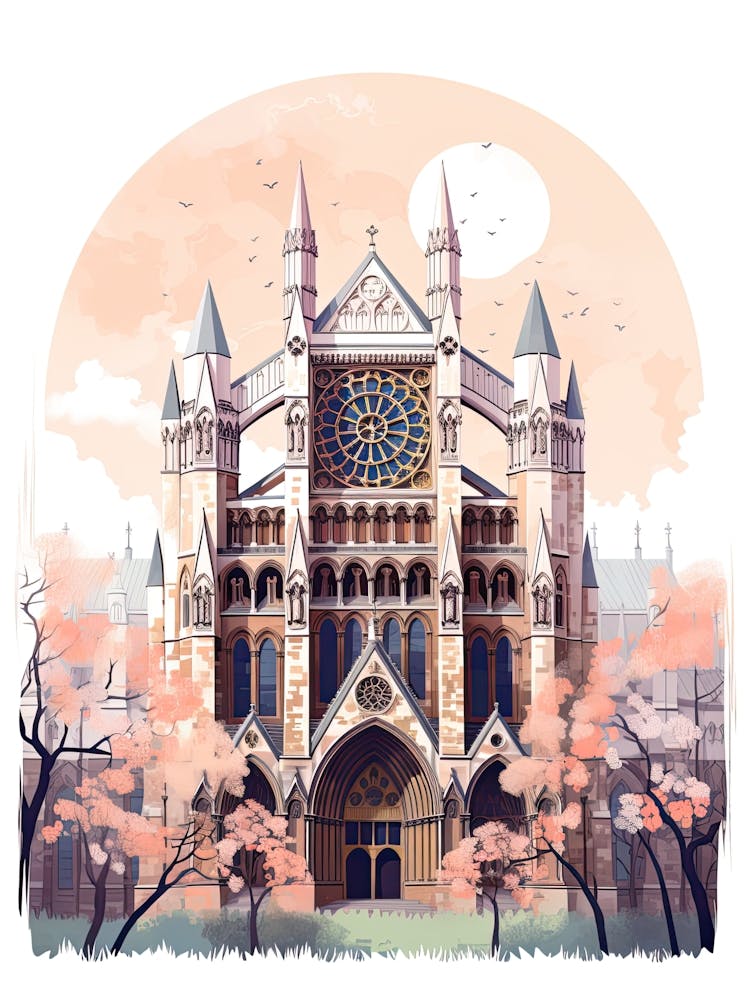 Westminster Abbey   London, England   Cute Botanical Illustration Travel 2