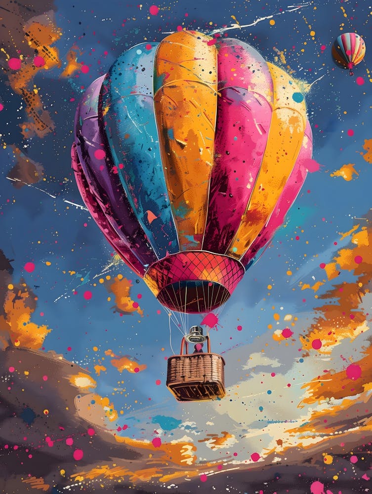 Heißluftballon Blauer Himmel, Lebendig, Pop-Art