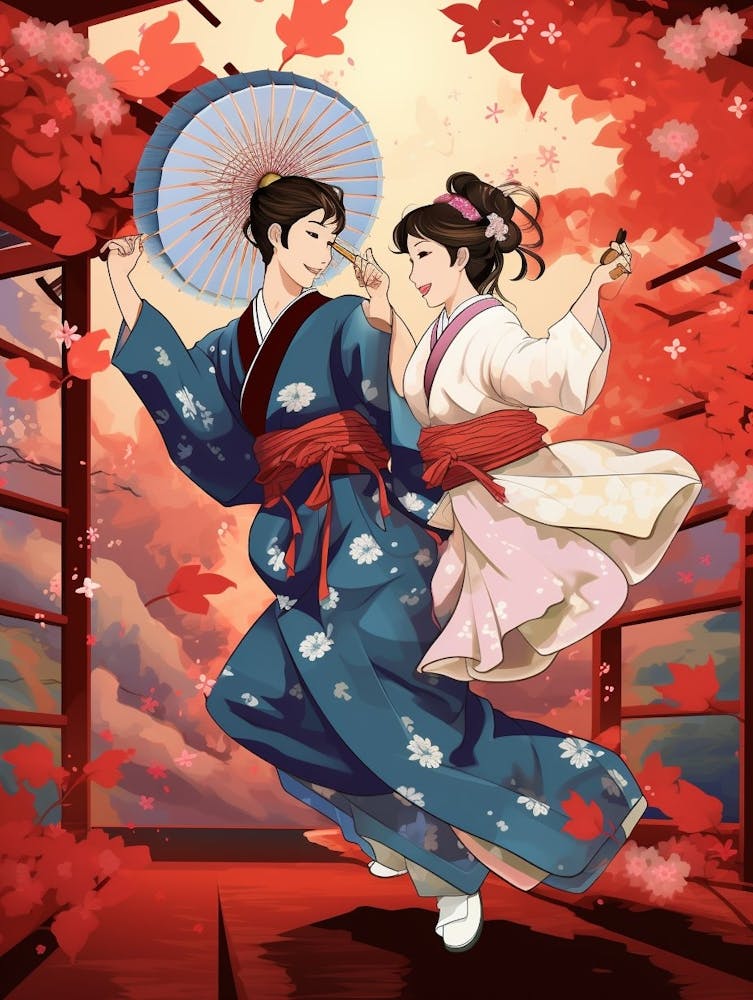 Awa Odori Dance Japanese Traditional Illustration 9