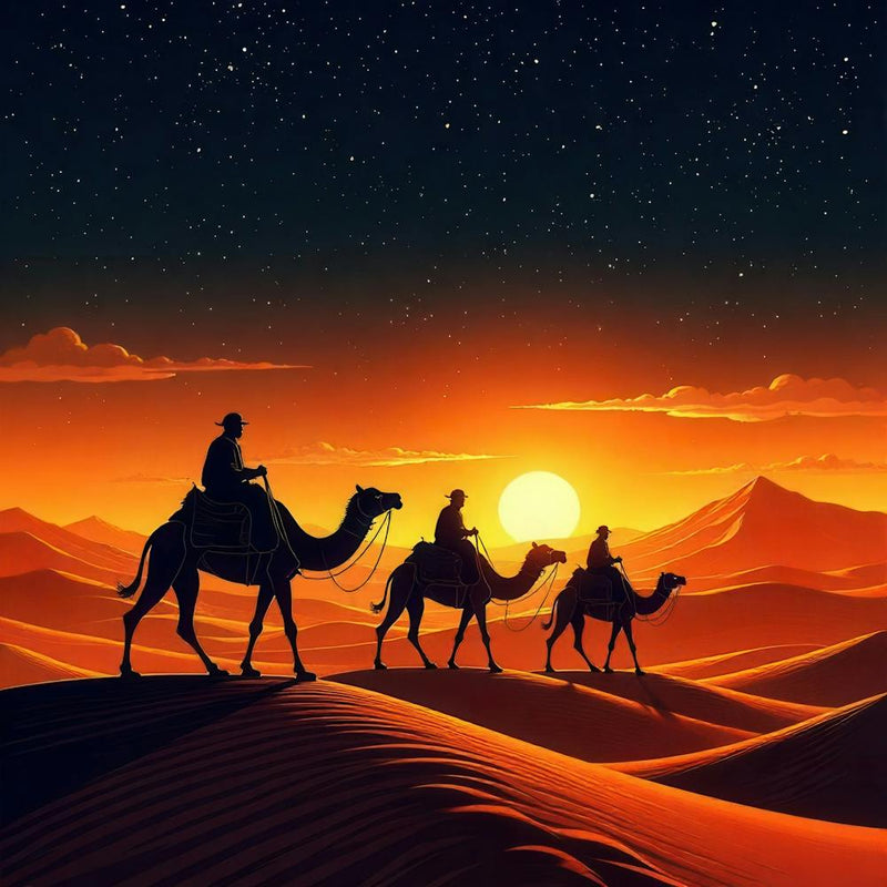 Three Camels In The Desert