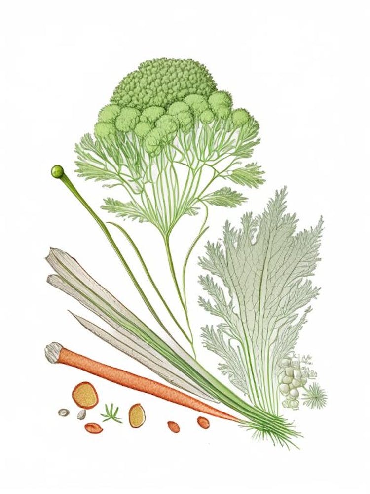 Illustration au Crayon Graines de Céleri Épices et Herbes 1