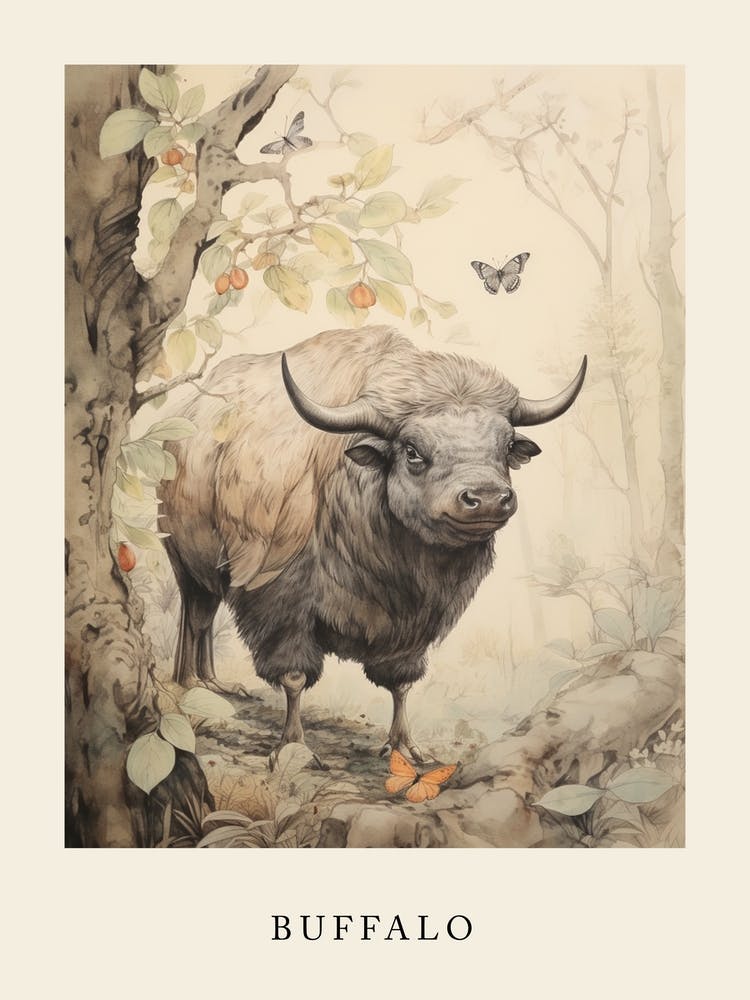 Beatrix Potter Inspired  Animal Watercolour Buffalo 2