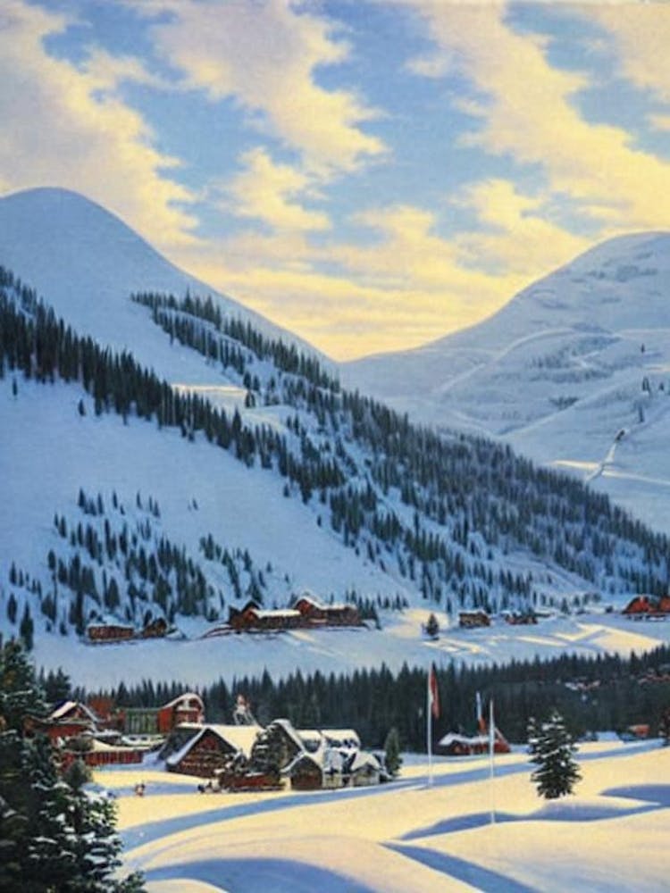 Hemsedal, Norway Ski Resort Vintage Landscape 1 Skiing Poster