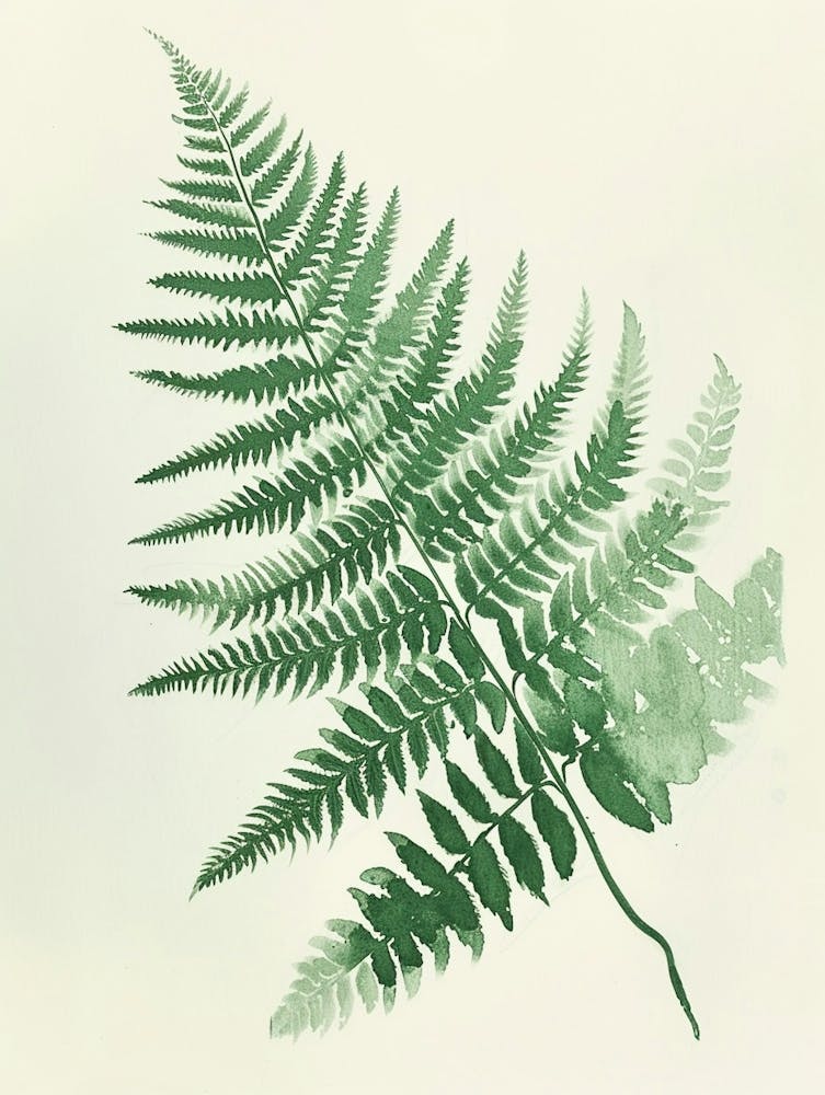 Green Ink Painting Of A Autumn Fern 4
