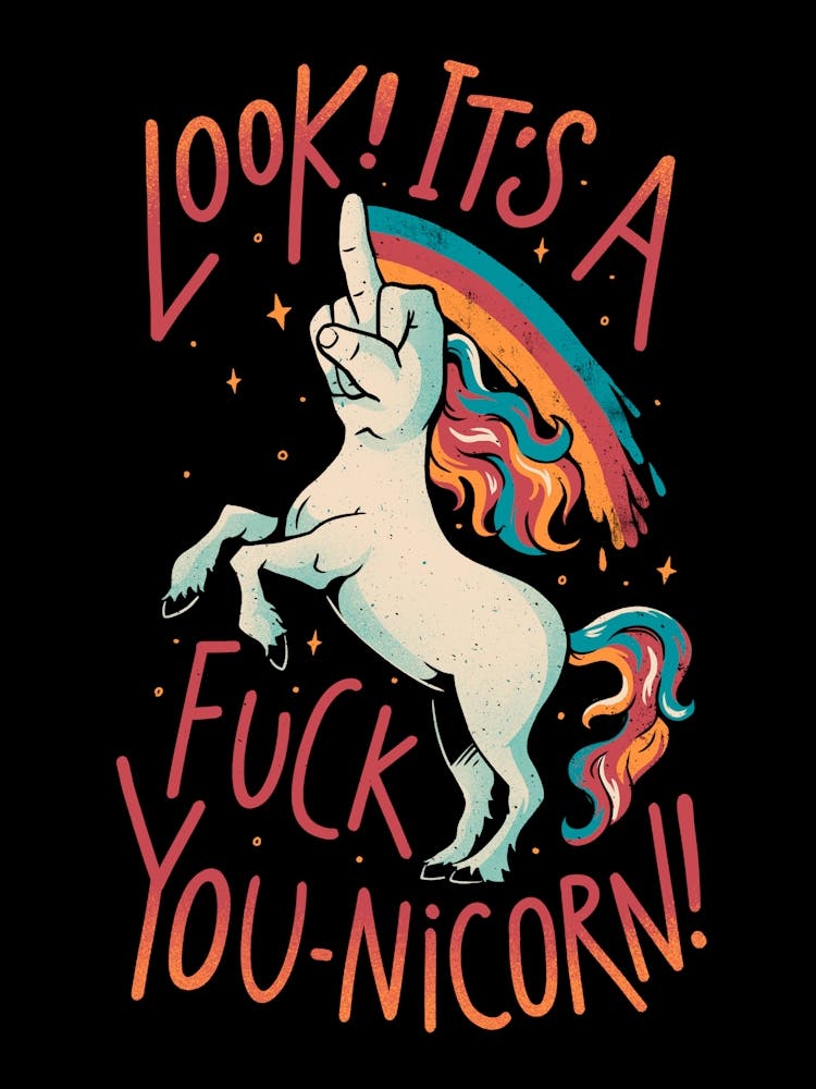 F-You Unicorn - Funny Sarcasm Dark Humor Finger Unicorn Gift 1