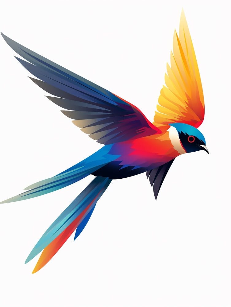 Oiseau géométrique coloré Hirondelle 1