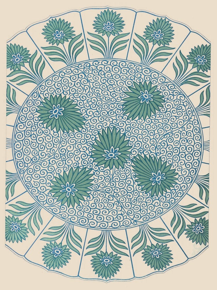Motif Bleu et Blanc sur Fond Blanc