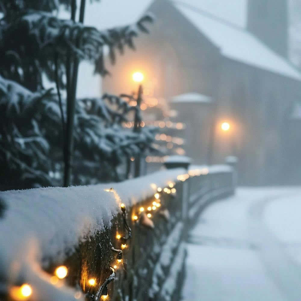 Christmas Lights In The Snow