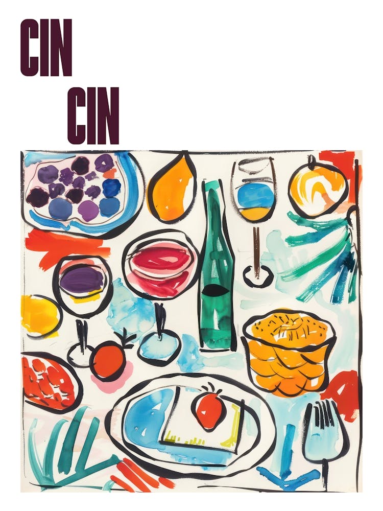 Cin Cin Poster Summer Wine Matisse Style 12