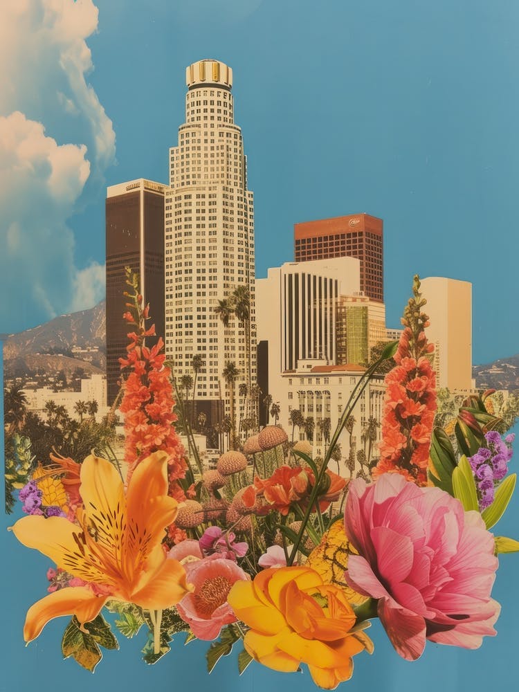 Los Angeles   Floral Retro Collage Style 2