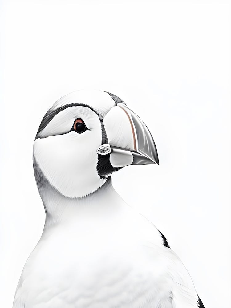 Puffin B&W Pencil Drawing 2 Bird