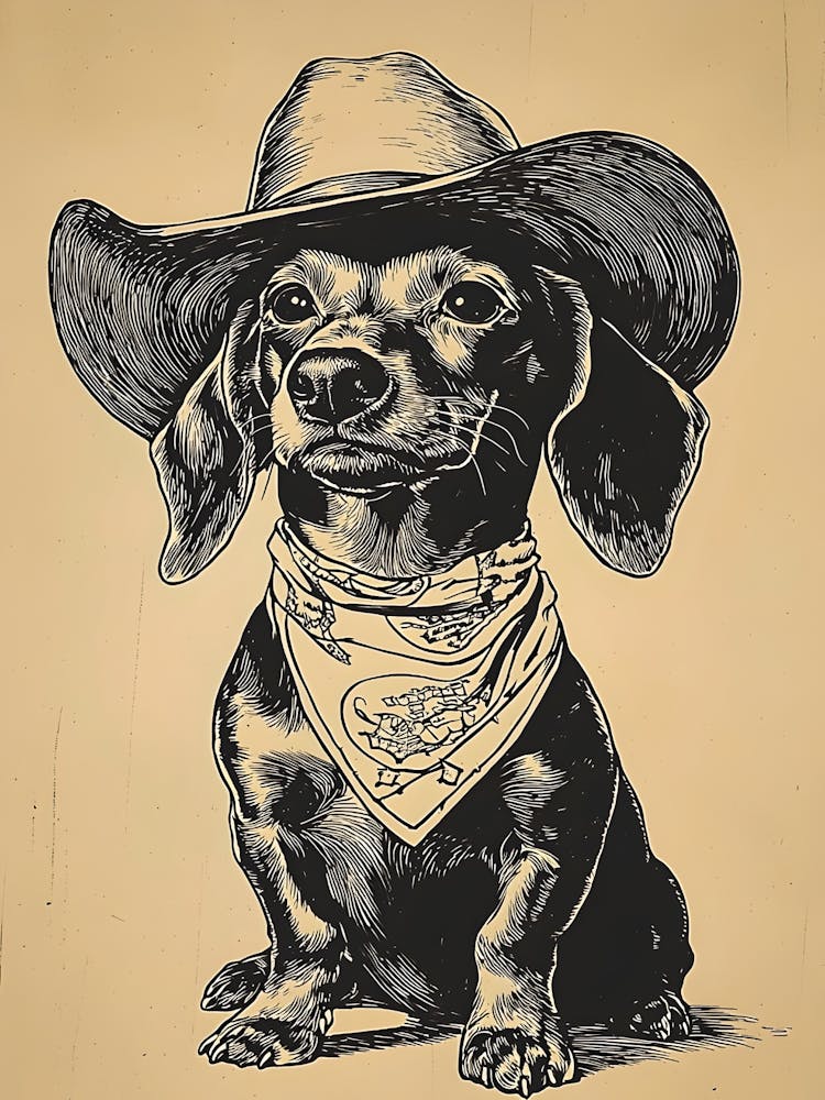 Dachshund In Cowboy Hat