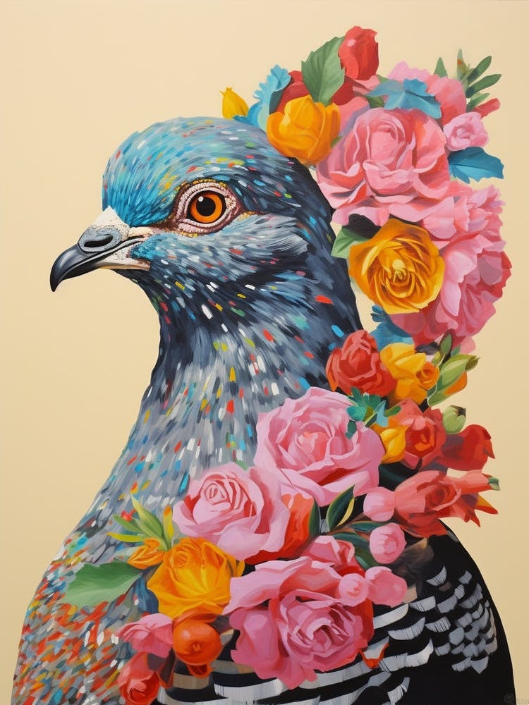 Bird With A Flower Crown Pigeon 2