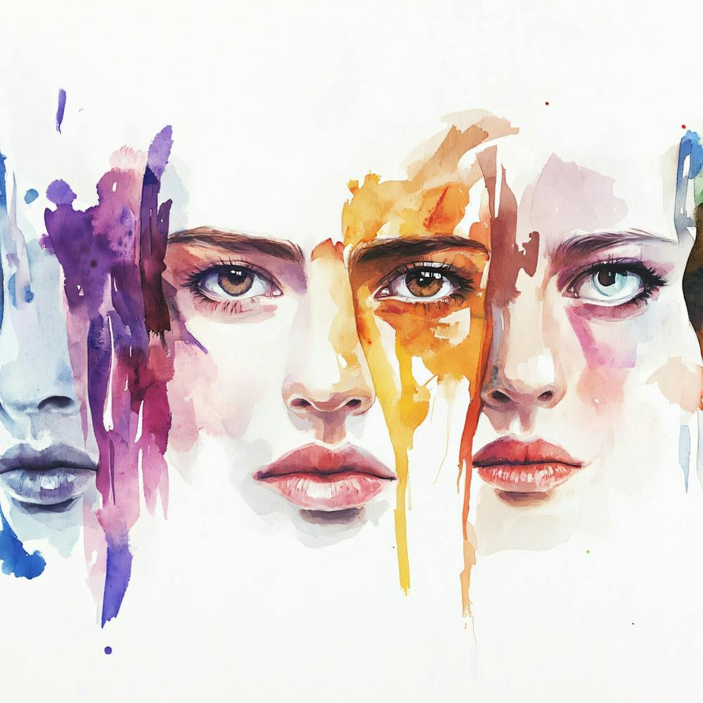 Watercolor Of Women'S Faces