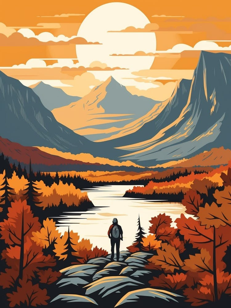 Kungsleden Sweden 3 Vintage Travel Illustration