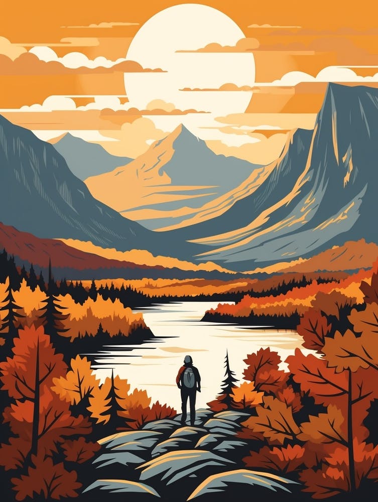 Kungsleden Sweden 3 Vintage Travel Illustration