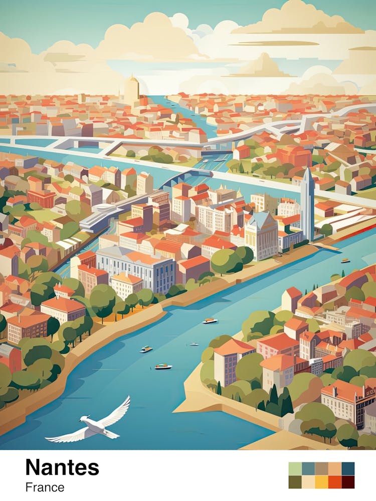 Nantes, France, Geometric Illustration 3 Poster