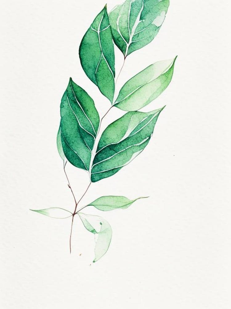 Wintergreen Leaf Minimalist Watercolour 5