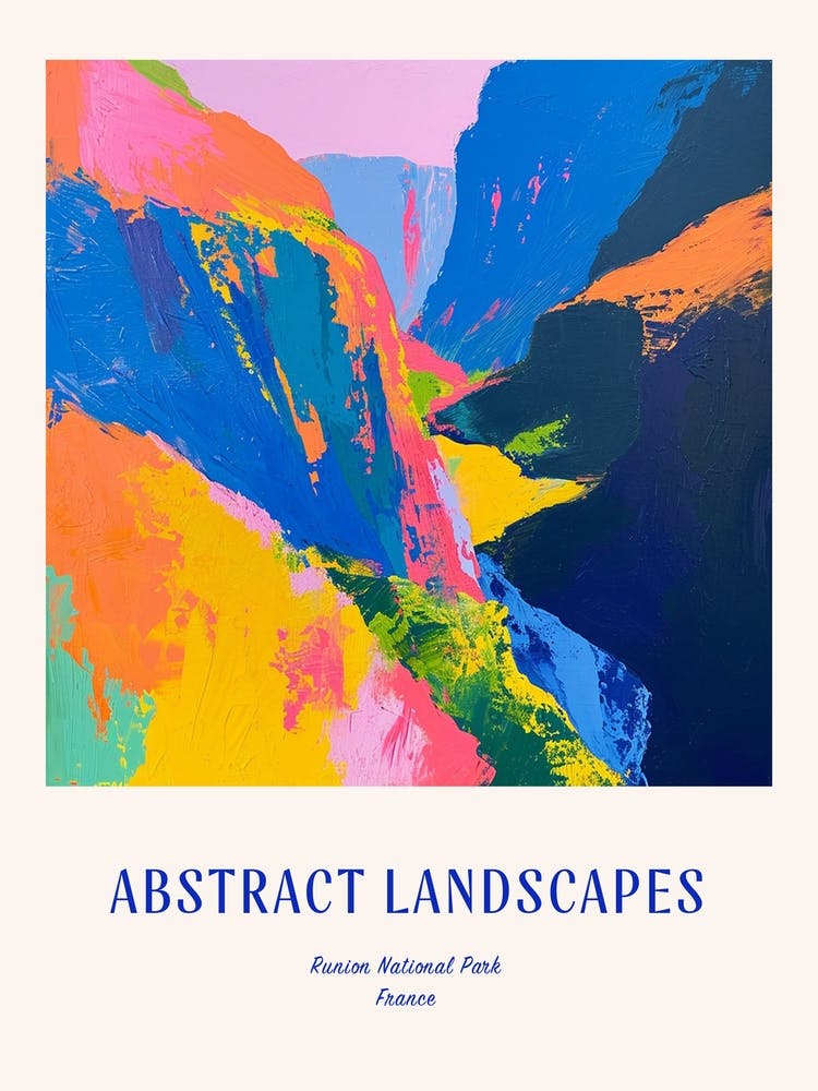Colourful Abstract Runion National Park France 4 Poster Blue
