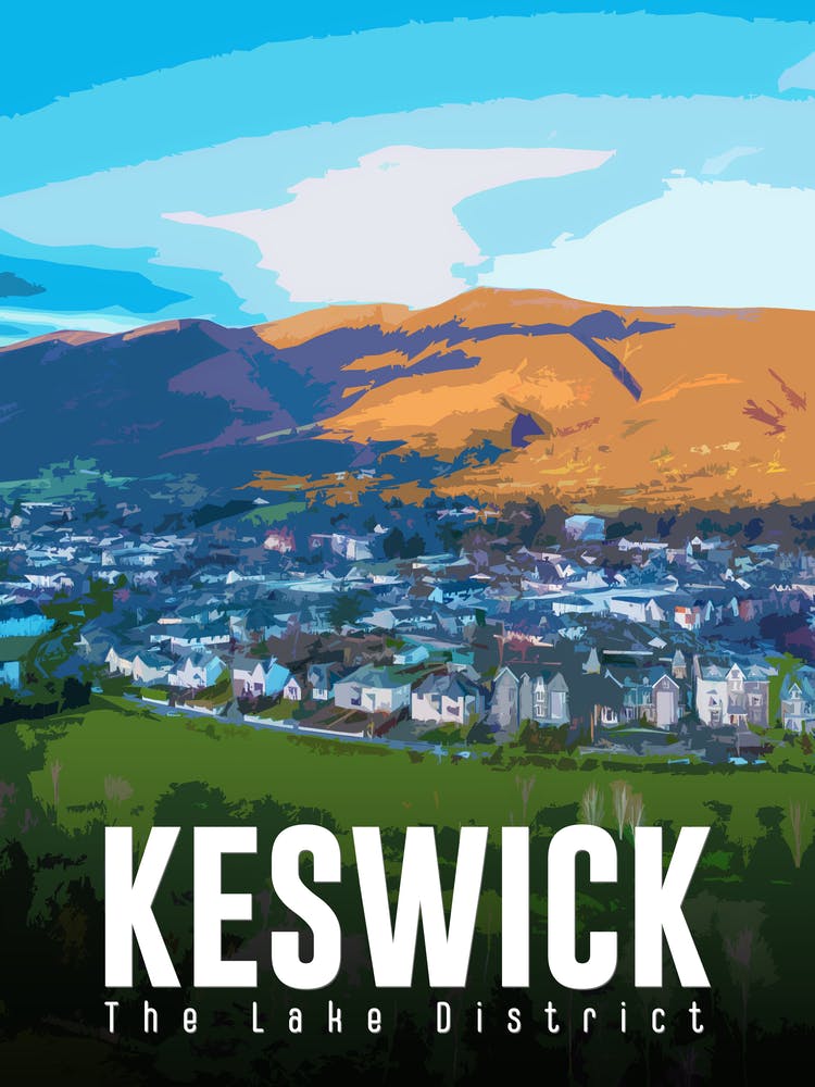 Keswick The Lake District Reiseplakat im Vintage-Stil