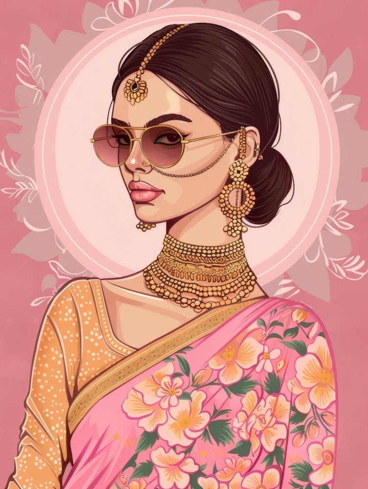 Indian Woman In Pink Sari