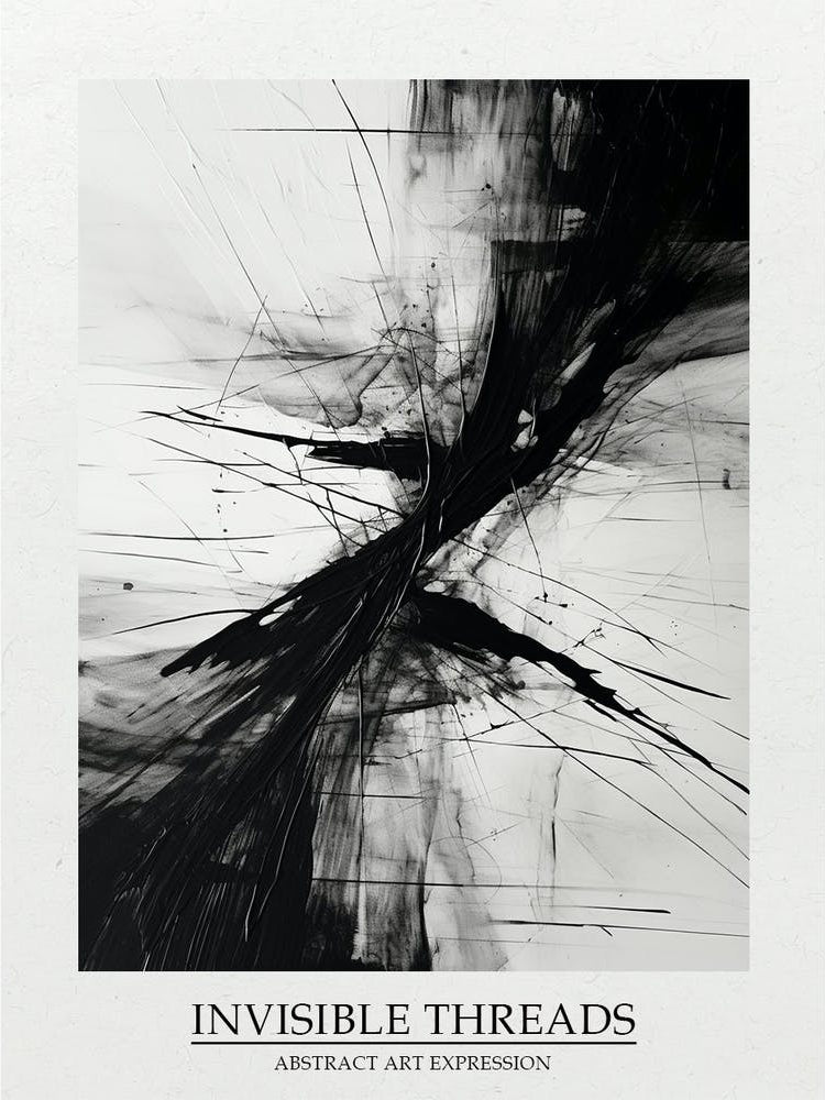 Invisible Threads Abstract Black And White 3 Poster