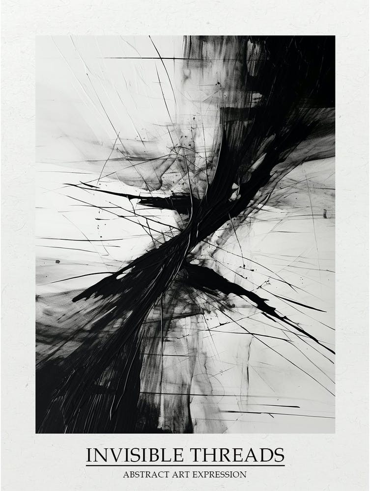 Invisible Threads Abstract Black And White 3 Poster
