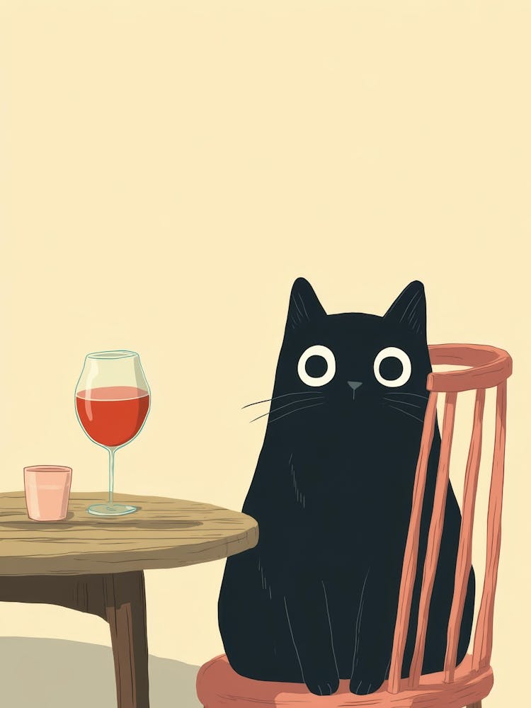 Black Cat At The Table