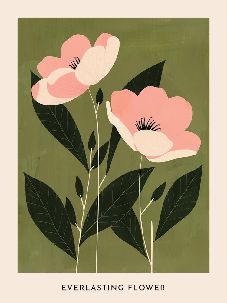 Rosa & Grün Ewige Blume 1 Blumenposter
