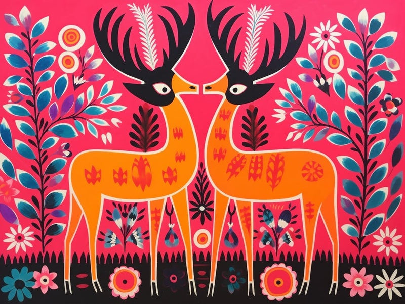 Antelope 4 Folk Style Animal Illustration