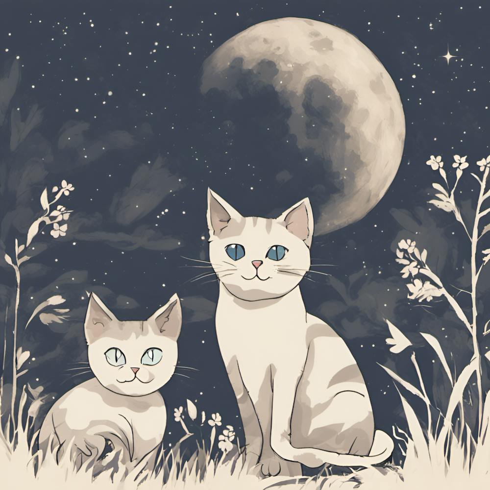 Two Cats Under The Moon