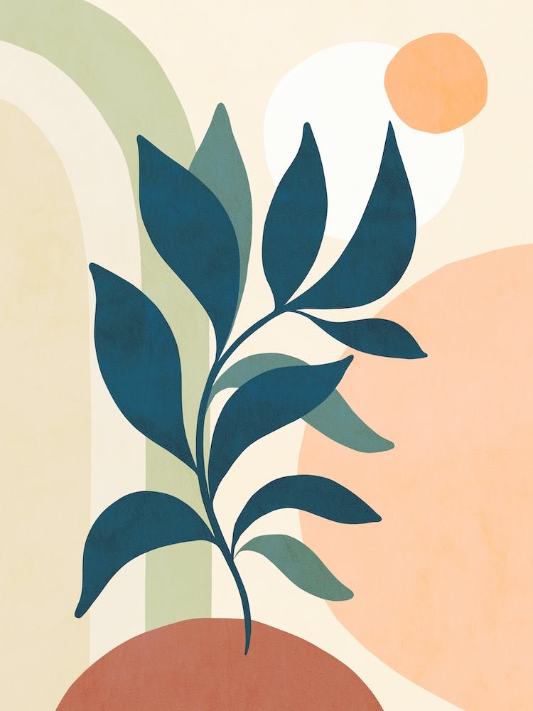 Earthy Tropical Foliage Blue 2