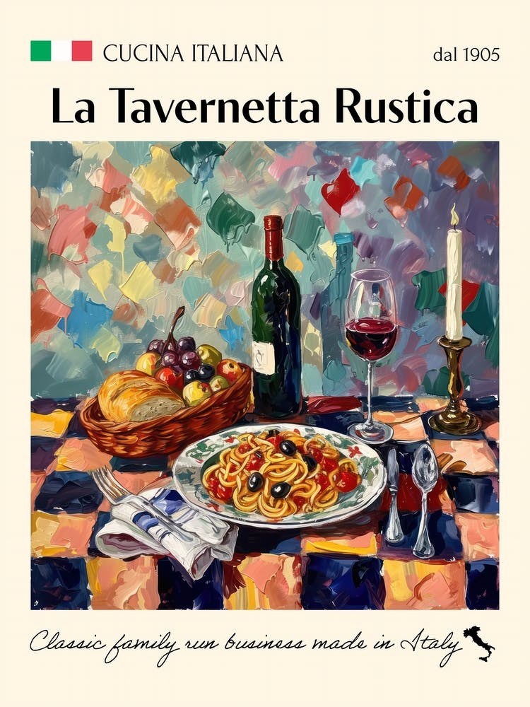 La Tavernetta Rustica Trattoria Italian Poster Food Kitchen