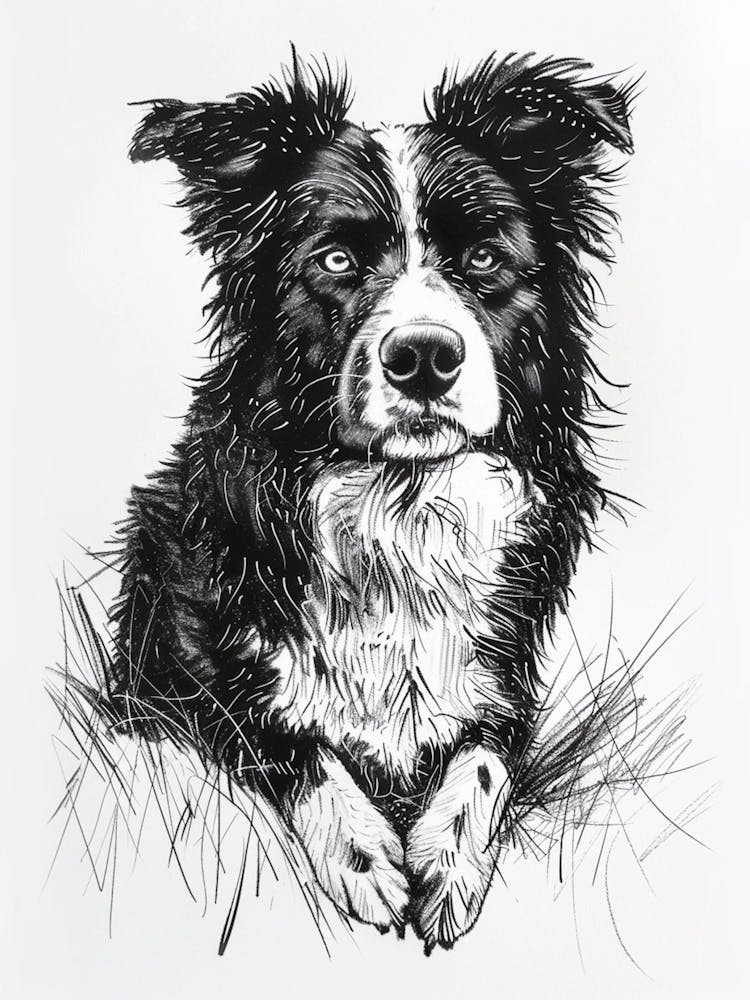 Australian Shepherd Dog Line Sketch 2