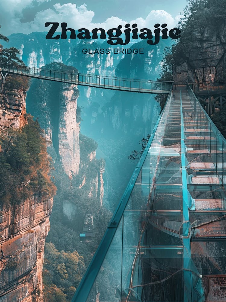 Zhangjiajie Glass Bridge China Travel Illustration