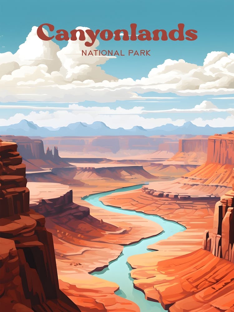 Canyonlands National Park Utah Mountain Travel Art Illustration