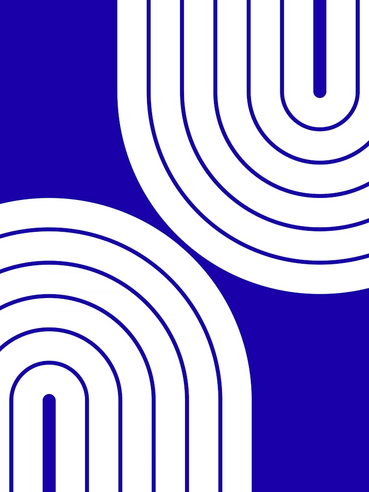 Midcentury Modern Geometric Rainbow Ivxv In Sapphire Blue 01