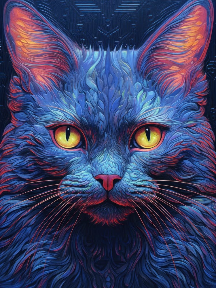 Neon Cat Portrait
