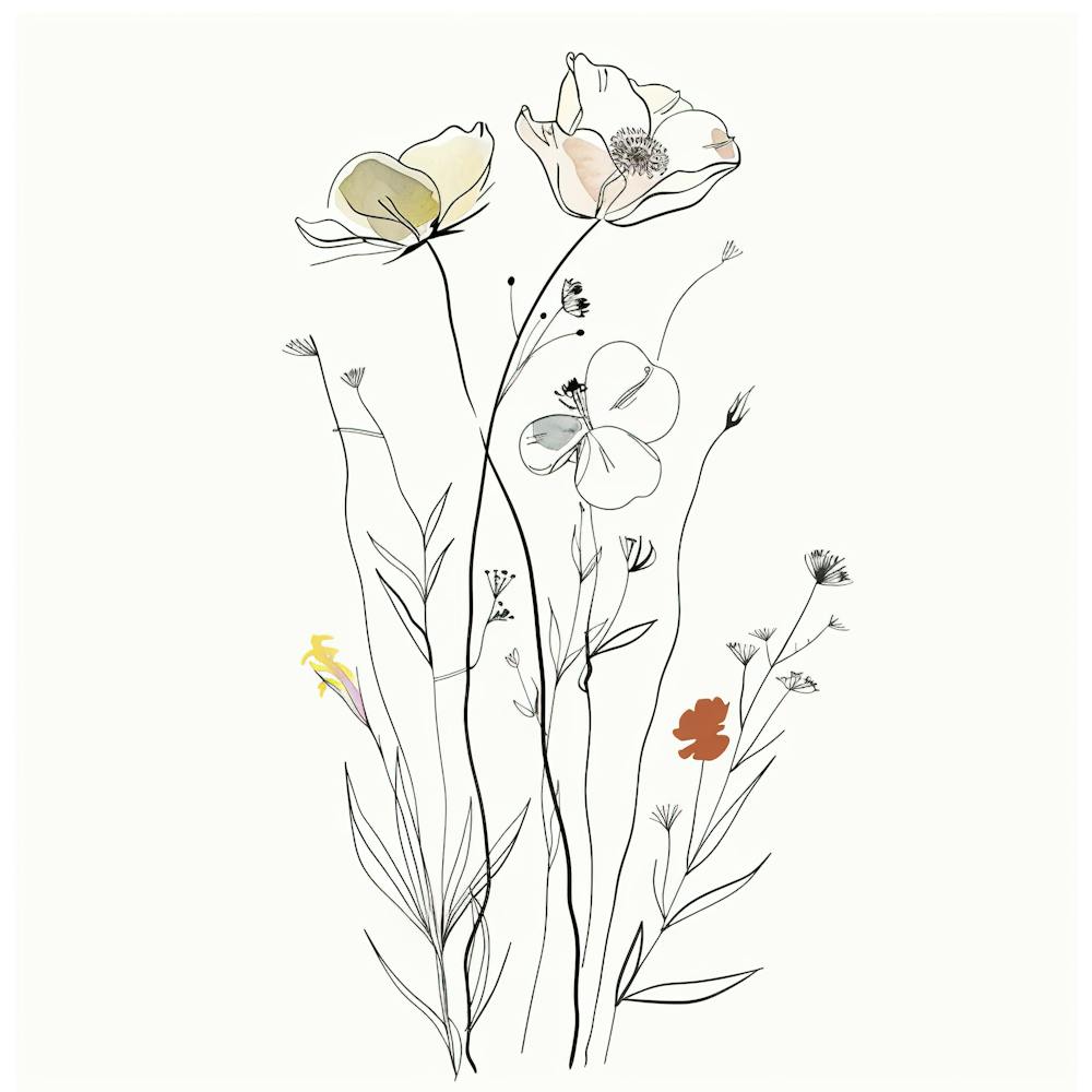 Hand Drawn Wildflowers Line Art 14