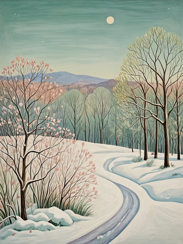 Snowy Road In Pastel