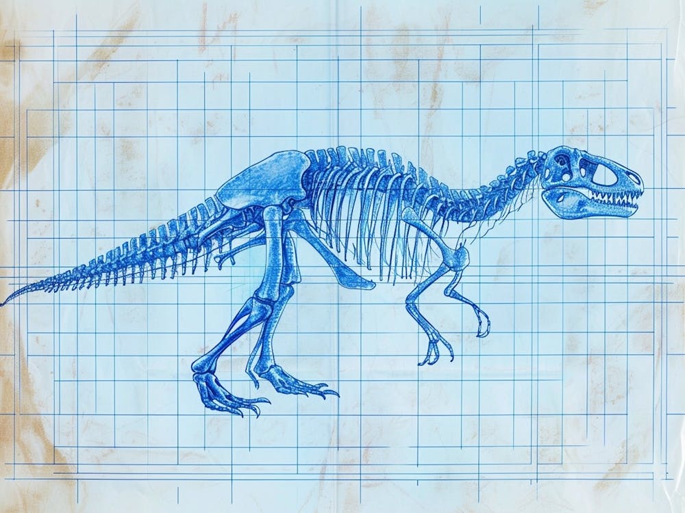 Dryosaurus Skeleton Hand Drawn Blueprint 3
