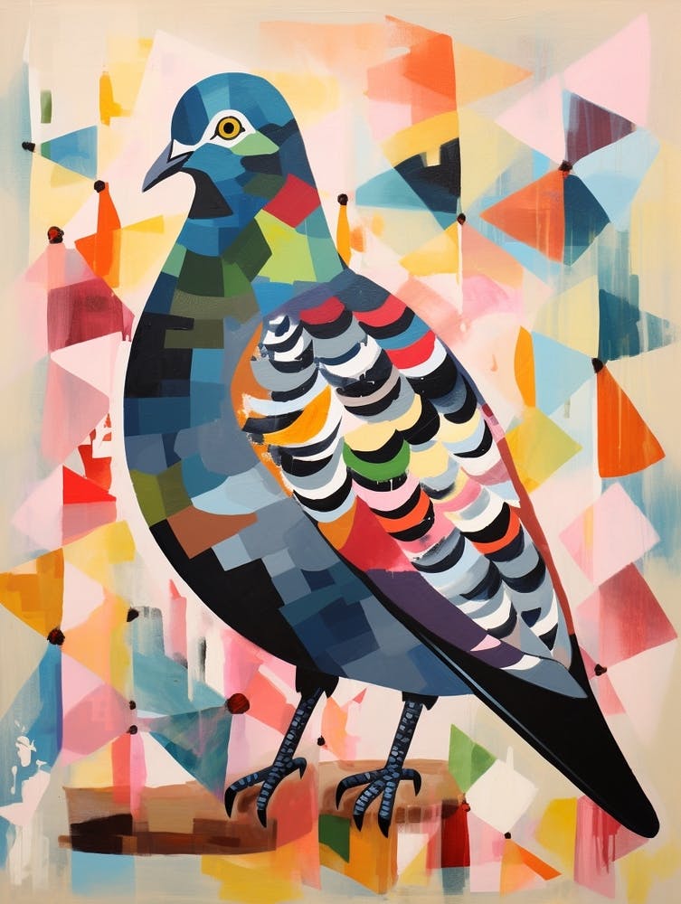 Bird Painting Collage Pigeon 4