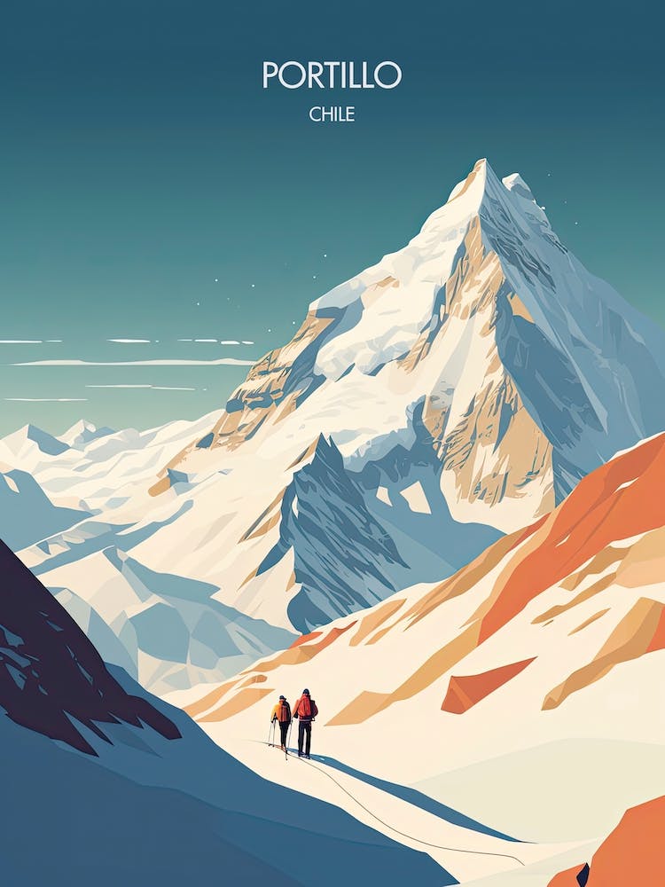 Poster Of Portillo   Chile, Ski Resort Illustration 3