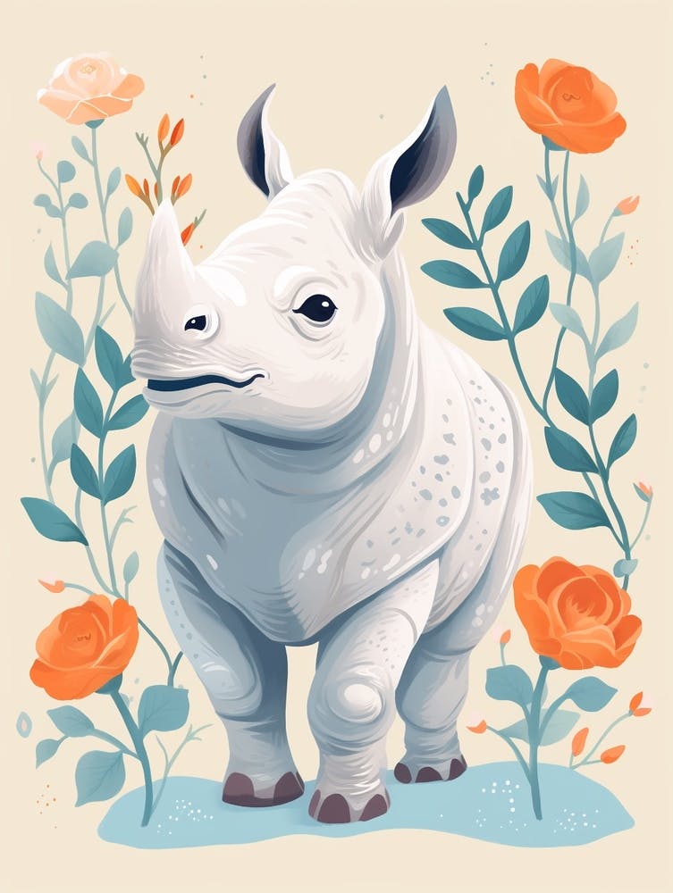 Baby-Tierillustration Nashorn 1