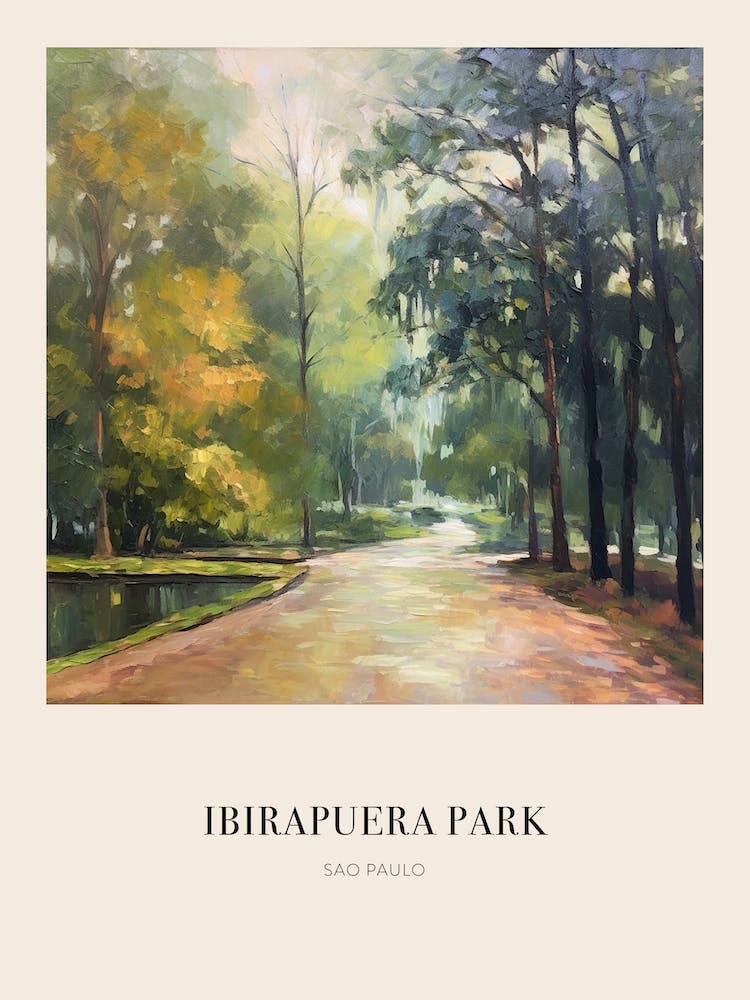 Ibirapuera Park Sao Paulo 5 Vintage Cezanne Inspired Poster