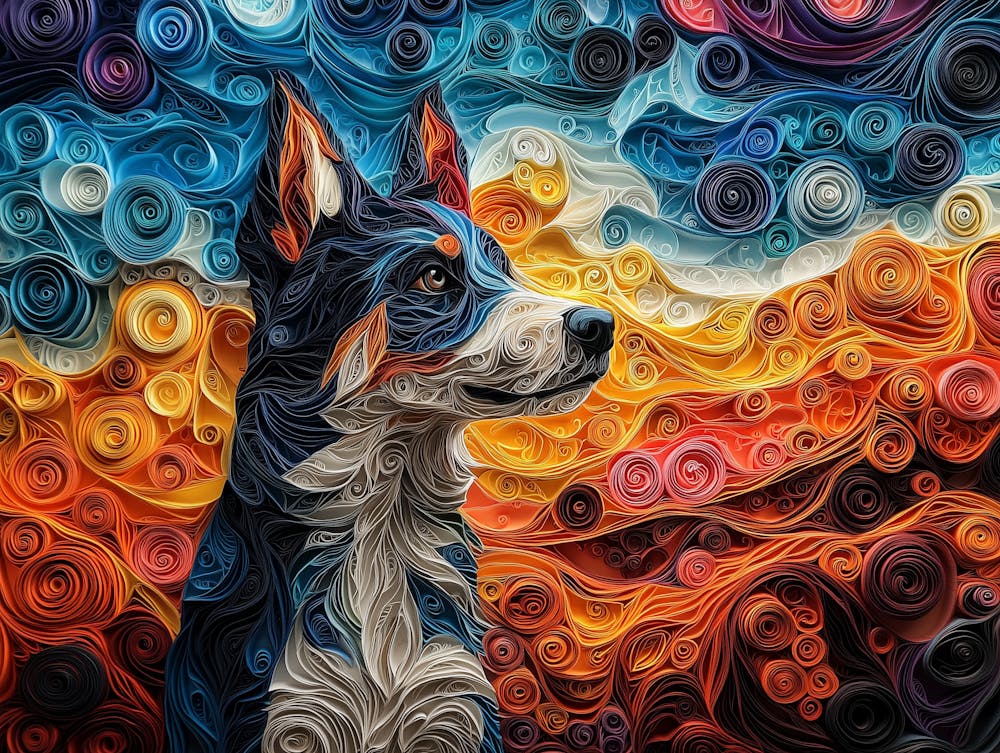 Australian Cattle Dog Paper Quilling Portrait